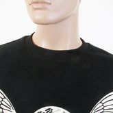 RMC JEANS LARGE FITTING LONG SLEEVED RWC141264 BLACK HOODED SWEATSHIRT WITH FREEDOM CRANE PRINTED IN ECRU REDM1027
