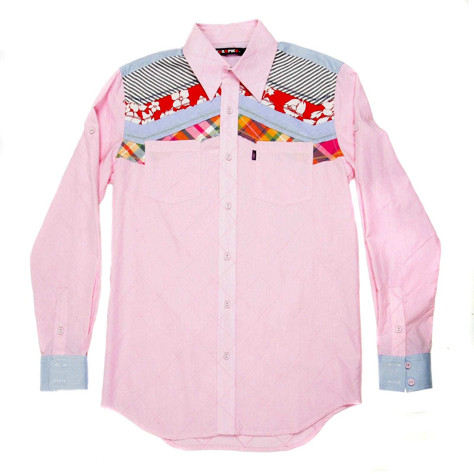 YOROPIKO PINK DIAMOND JAQUARD LONG SLEEVE REGULAR FIT SHIRT WITH SOFT POINTED COLLAR FOR MEN YORO0260
