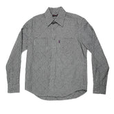 YOROPIKO DIAMOND JACQUARD BLACK AND WHITE DOG TOOTH CHECK REGULAR FIT SOFT COLLAR LONG SLEEVE SHIRT YORO0267