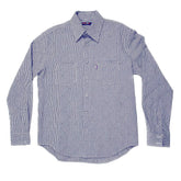 YOROPIKO MENS NAVY SOFT COLLAR REGULAR FIT NAVY AND WHITE LONG SLEEVE SHIRT WITH DOG TOOTH CHECK YORO0269