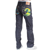 RMC MARTIN KSOHOH 1011 SLIM CUT INDIGO RAW SELVEDGE DENIM JEANS WITH LARGE TSUNAMI WAVES EMBROIDERY RMC3745
