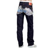 RMC JEANS DARK INDIGO SUPER EXCLUSIVE TOYO STORY TOKAIDO VILLAGE EMBROIDERED VINTAGE RAW SELVEDGE JEANS REDM9080