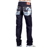 RINSED SLIM FIT TOYO TSUNAMI 1011 INDIGO JAPANESE SELVEDGE EMBROIDERED DENIM JEANS RMC2741