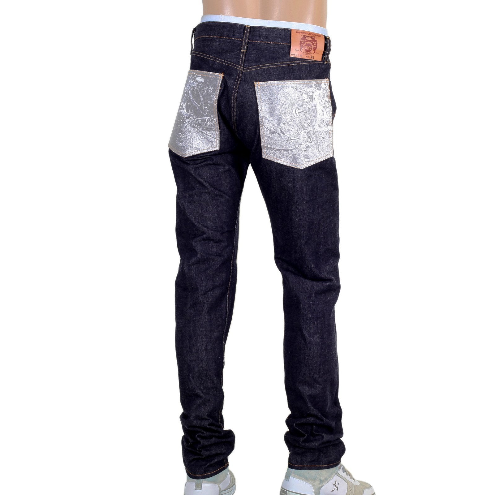 RMC MARTIN KSOHOH INDIGO SELVEDGE SLIM FIT 1111 MODEL EMBROIDERED SILVER BUSHI RAW DENIM JEANS RMC2772