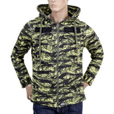 RMC MARTIN KSOHOH GREEN TIGER TEA CAMO RQJ14037 HOODED DOUBLE ZIP COTTON SWEAT JACKET WITH HIGH COLLAR REDM4418
