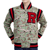 RMC JEANS RQJ13163 REGULAR FIT GREEN LEAF CAMO VINTAGE BASEBALL JACKET REDM4421