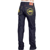 RMC INDIGO RAW SELVEDGE 1001 SLIM CUT GOLD EMBROIDERED 4A FM UNION JEANS BY MARTIN KSOHOH RMC1933
