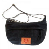 RMC JEANS FULLY LINED UNISEX DENIM SHOULDER BAG WITH LEATHER HANDLES, ZIP PULLS AND TRIM REDM5528