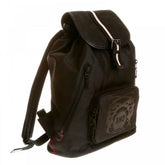 RMC JEANS NYLON UNISEX FULLY LINED BLACK BACKPACK WITH LEATHER TRIM AND BASE REDM5532