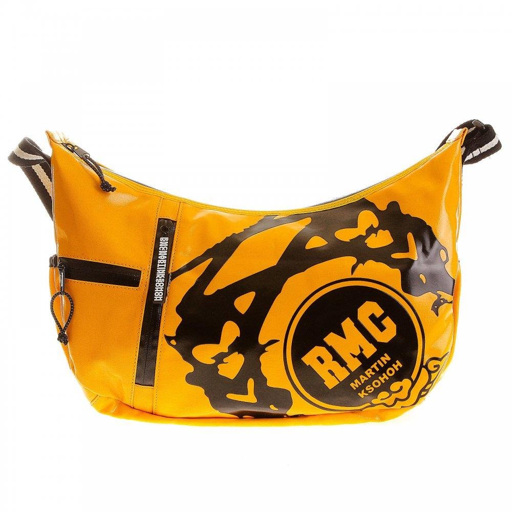 RMC JEANS UNISEX AMBER LAMINATED CANVAS CYCLIST FASHION SHOULDER BAG FOR MEN REDM5572