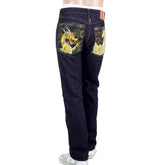 MENS RMC GOLD DRAGON AND TSUNAMI WAVE EMBROIDERED 1011 SLIMMER MODEL RQP14121 SELVEDGE DENIM JEANS REDM4458