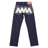 RMC JEANS AUTHENTIC VINTAGE INDIGO RAW SELVEDGE DENIM JEANS WITH SILVER 4A LIKE BLACK EMBROIDERY REDM2904