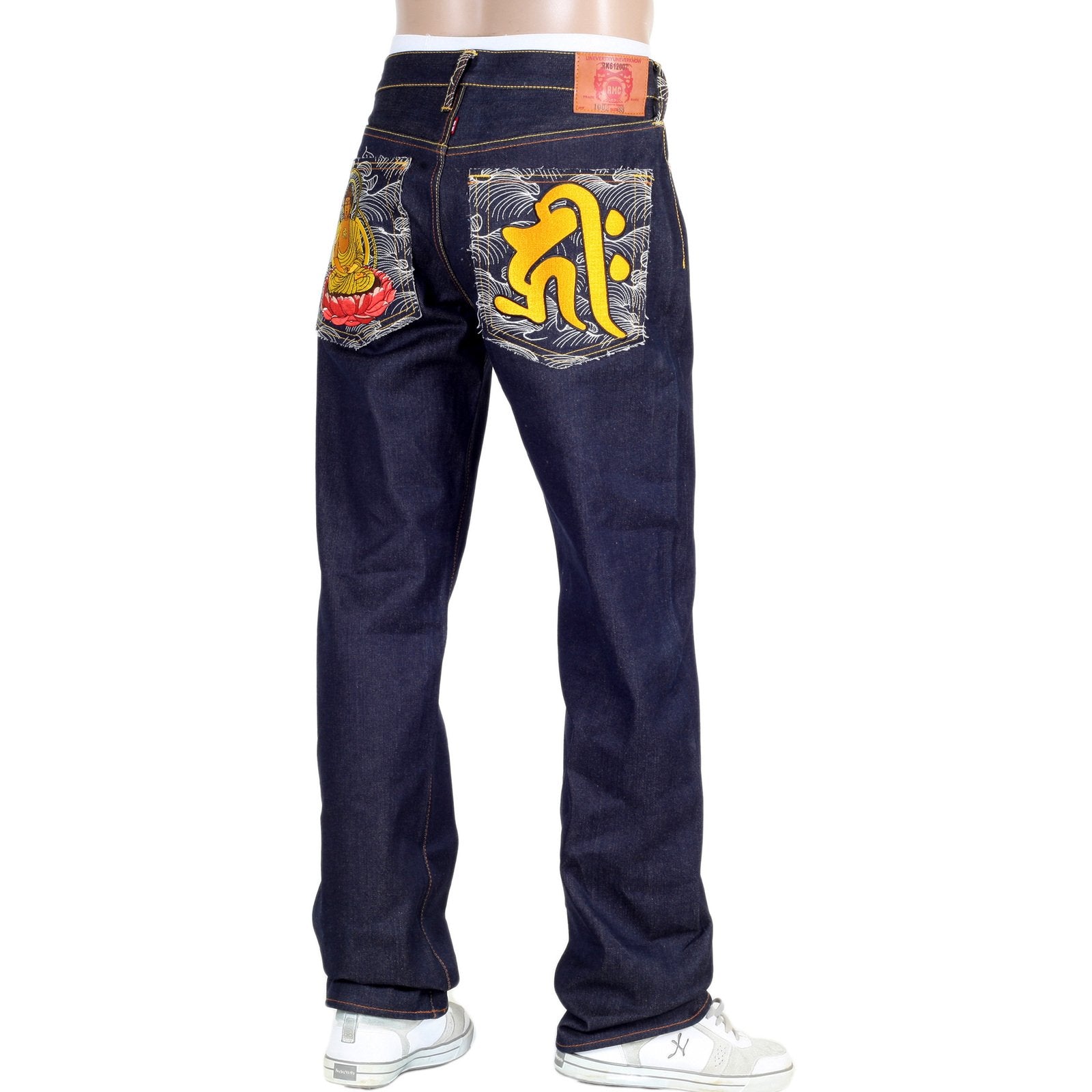 RMC RAW SELVEDGE JEANS WITH EXCLUSIVE AMIDA NYORAI YEAR OF THE DOG EMBROIDERY REDM3090