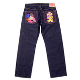 RMC JEANS GEISHA AND OIRI EMBROIDERY ON AUTHENTIC RAW SELVEDGE DENIM JEANS REDM5911