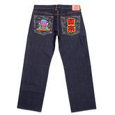 RMC JEANS DARK INDIGO GENUINE EXCLUSIVE MONK EMBROIDERED VINTAGE RAW SELVEDGE JEANS REDM9066