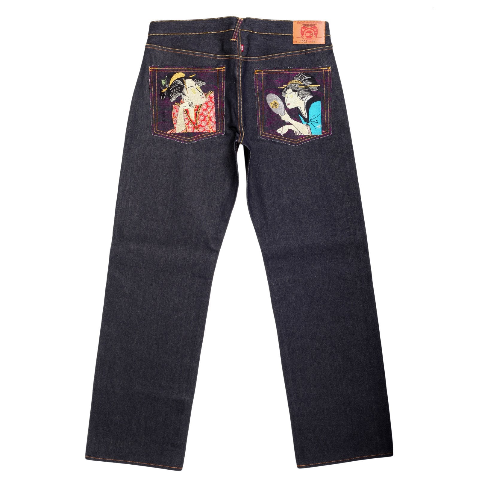 RMC JEANS DARK INDIGO AUTHENTIC 2 LADIES EMBROIDERED VINTAGE RAW SELVEDGE JEANS REDM9067