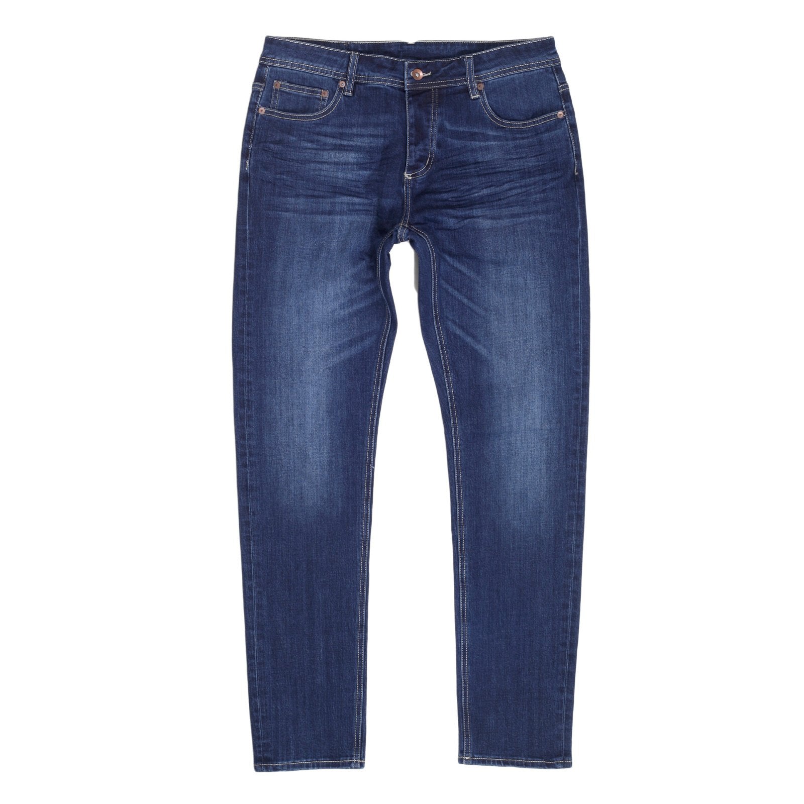RED MONKEY RMC RPQ16135 STRETCH COTTON MIX SLIM FIT WASHED DARK BLUE DENIM JEANS WITH BUTTON FLY RMC7523