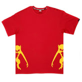 RMC JEANS HALF MONKEY PRINTED REGULAR FIT SHORT SLEEVE CREW NECK RED T-SHIRT REDM0032
