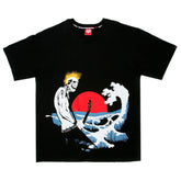 RMC JEANS BLACK CREW NECK SHORT SLEEVE REGULAR FIT T-SHIRT WITH ROCK PRINT REDM0036