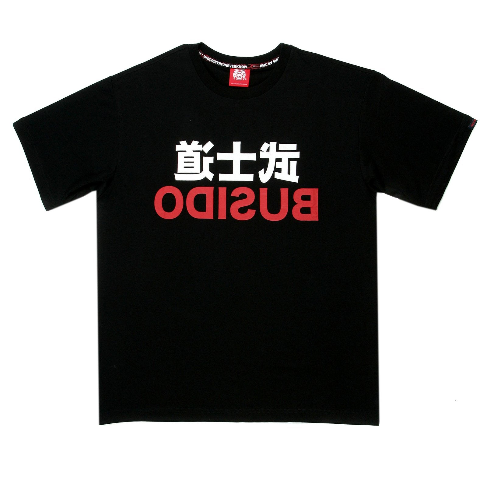 RMC MARTIN KSOHOH TENGU PRINTED COTTON REGULAR FIT SHORT SLEEVE CREW NECK BLACK T SHIRT REDM0052