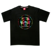 RMC MARTIN KSOHOH REGULAR FIT CREW NECK SHORT SLEEVE BLACK T SHIRT WITH RAINBOW LOGO PRINT REDM0073
