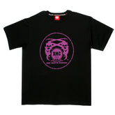 RMC MARTIN KSOHOH REGULAR FIT CREW NECK 100% COTTON SHORT SLEEVE BLACK T SHIRT WITH VIOLET LOGO PRINT REDM0079