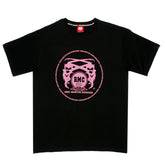 RMC MARTIN KSOHOH REGULAR FIT CREW NECK SHORT SLEEVE BLACK T SHIRT WITH ENCHANTED PINK LOGO PRINT REDM0080