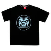 RMC MARTIN KSOHOH REGULAR FIT SHORT SLEEVE CREW NECK BLACK T SHIRT WITH LIGHT BLUE LOGO PRINT REDM0122