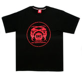 RMC MARTIN KSOHOH REGULAR FIT CREW NECK BLACK SHORT SLEEVE T-SHIRT WITH SCARLET RED LOGO PRINT REDM0130