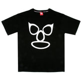RMC JEANS 100% COTTON SHORT SLEEVED REGULAR FIT CREW NECK BLACK T-SHIRT WITH MASK PRINT REDM3474
