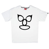 RMC JEANS REGULAR FIT 100% COTTON CREW NECK SHORT SLEEVED MASK PRINTED T-SHIRT IN WHITE REDM3475