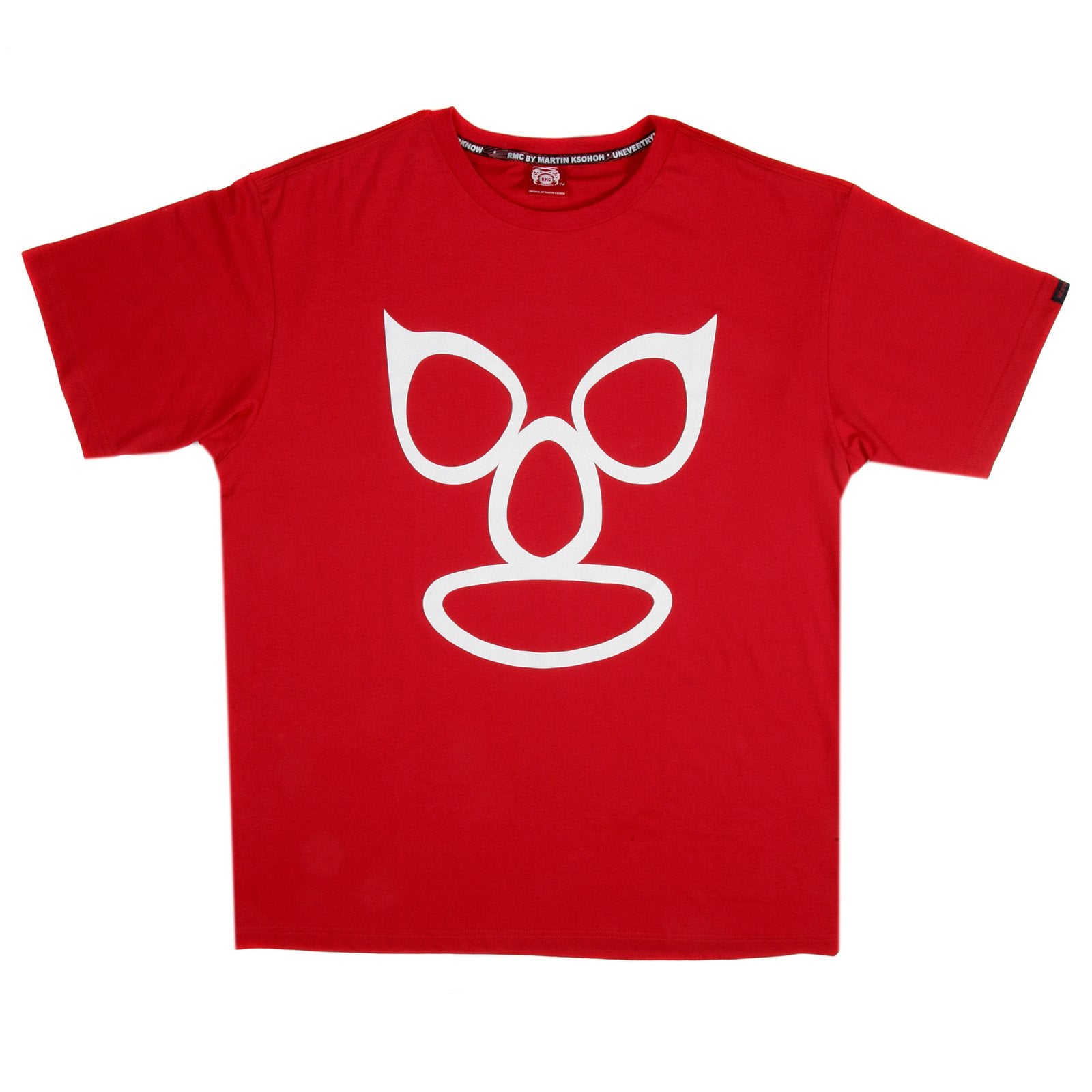 RMC JEANS RED 100% COTTON REGULAR FIT CREW NECK SHORT SLEEVE T-SHIRT WITH MASK PRINT REDM3477