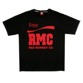 RMC JEANS BLACK SHORT SLEEVE 100% COTTON REGULAR FIT CREW NECK T-SHIRT WITH ENJOY RMC PRINT REDM3478