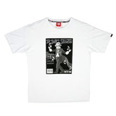 RMC JEANS 100% COTTON REGULAR FIT CREW NECK SHORT SLEEVE RMC STONE PRINTED T-SHIRT IN WHITE REDM3482