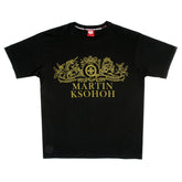RMC JEANS CREST PRINTED REGULAR FIT SHORT SLEEVE 100% COTTON CREW NECK T-SHIRT IN BLACK REDM3492