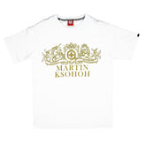 RMC JEANS WHITE REGULAR FIT 100% COTTON SHORT SLEEVE CREW NECK T-SHIRT WITH JEANS CREST PRINT REDM3493