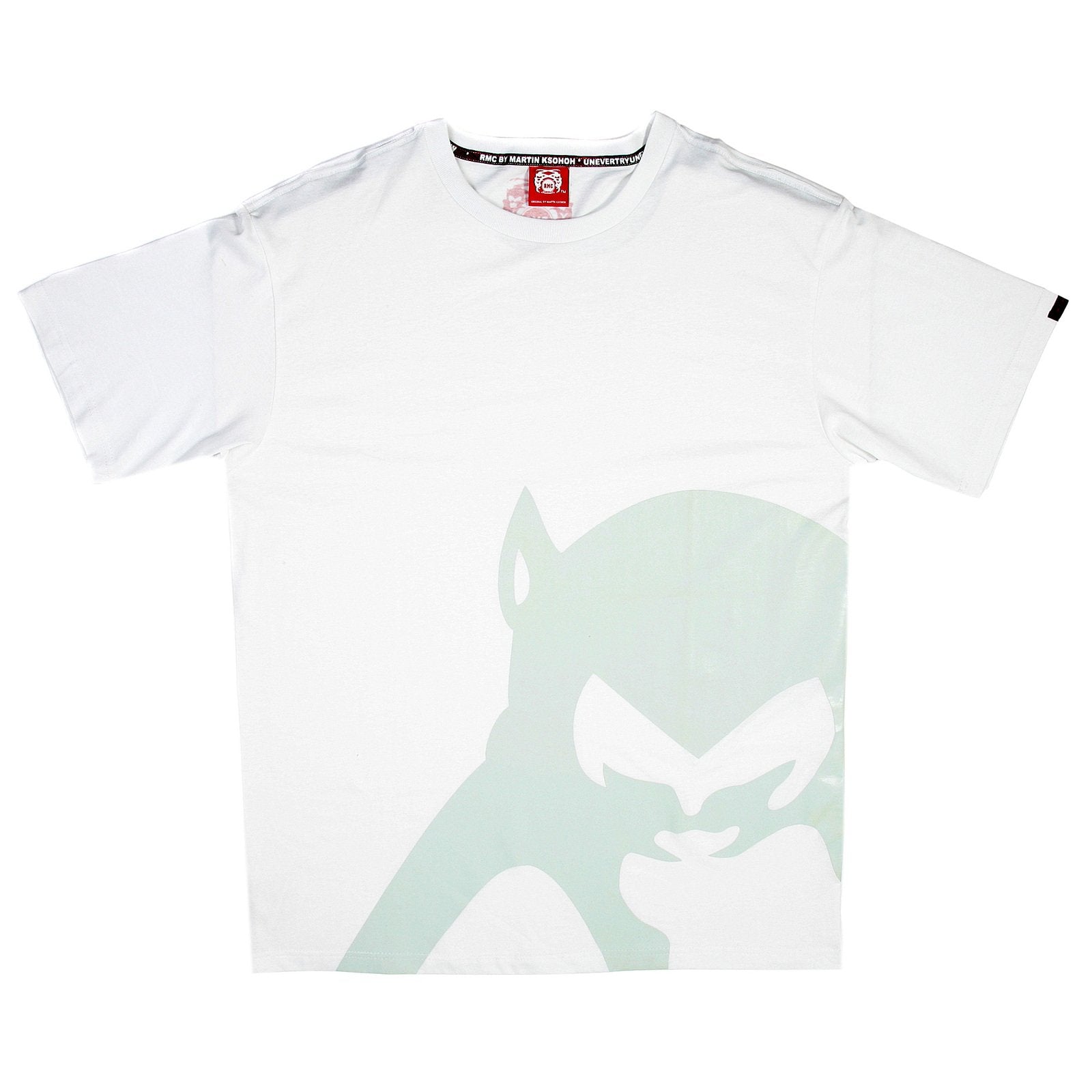 RMC JEANS BRAND MONKEY PRINTED REGULAR FIT SHORT SLEEVE CREWNECK WHITE T-SHIRT FOR MEN REDM3500