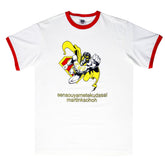 RMC JEANS SUPERMAN PRINTED REGULAR FIT CREWNECK SHORT SLEEVED WHITE T SHIRT WITH RED TRIM REDM6364