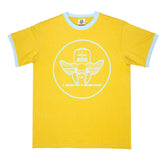 RMC JEANS PRINTED SKY BLUE CUPID REGULAR FIT CREWNECK SHORT SLEEVED YELLOW T SHIRT FOR MEN REDM6382