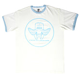 RMC JEANS WHITE REGULAR FIT SHORT SLEEVE CREW NECK T-SHIRT WITH SKY BLUE CUPID PRINT REDM6383