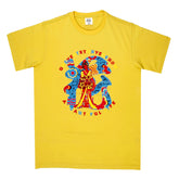 RMC JEANS YELLOW REGULAR FIT SHORT SLEEVE CREW NECK T-SHIRT WITH SHEHANA YOGAHAR FLOWER PRINT REDM6397
