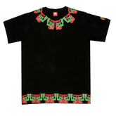 RMC JEANS BLACK REGULAR FIT SHORT SLEEVE CREW NECK T-SHIRT FOR MEN WITH SAMURAI PRINT REDM6411