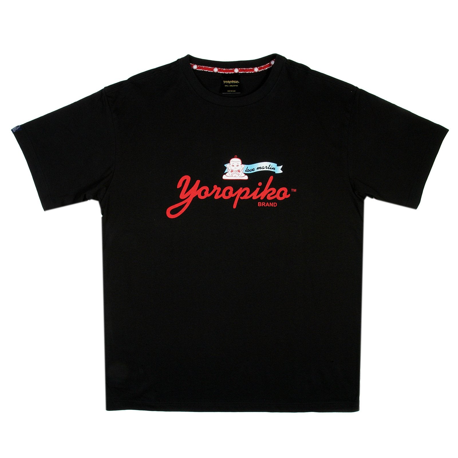YOROPIKO REGULAR FIT CREW NECK KENNEX FUND LOGO PRINTED T-SHIRT IN BLACK YORO3504