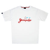 YOROPIKO CREW NECK WHITE KENNEX FUND LOGO PRINTED REGULAR FIT T-SHIRT YORO3505