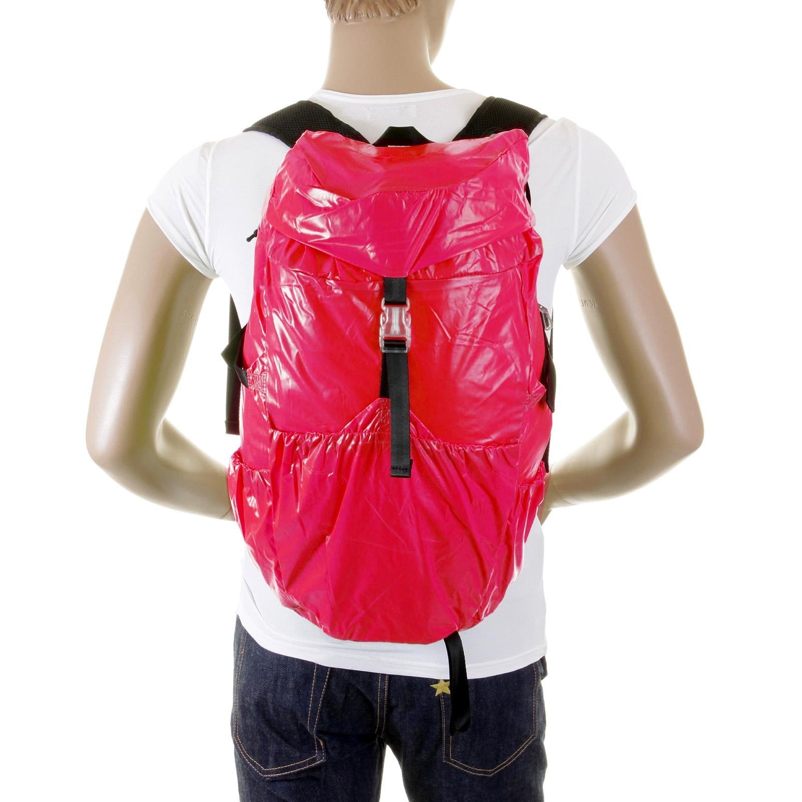 RMC MKWS UNISEX PINK NYLON LIGHTWEIGHT BACKPACK WITH ADJUSTABLE BACK AND SIDE STRAPS REDM2270