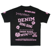 RMC JEANS X YOROPIKO COLLECTORS ITEM LIMITED EDITION REGULAR FIT PINK SELEVEN T-SHIRT IN BLACK YORO3778