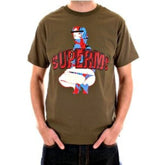 RMC JEANS COTTON SHORT SLEEVE CREW NECK REGULAR FIT ARMY GREEN T SHIRT WITH RARE SUPERMC PRINT REDM5952