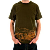 RMC AUTHENTIC COTTON SHORT SLEEVE CREW NECK ARMY GREEN T SHIRT WITH TOYO STORY TRAVEL PEOPLE PRINT REDM5944