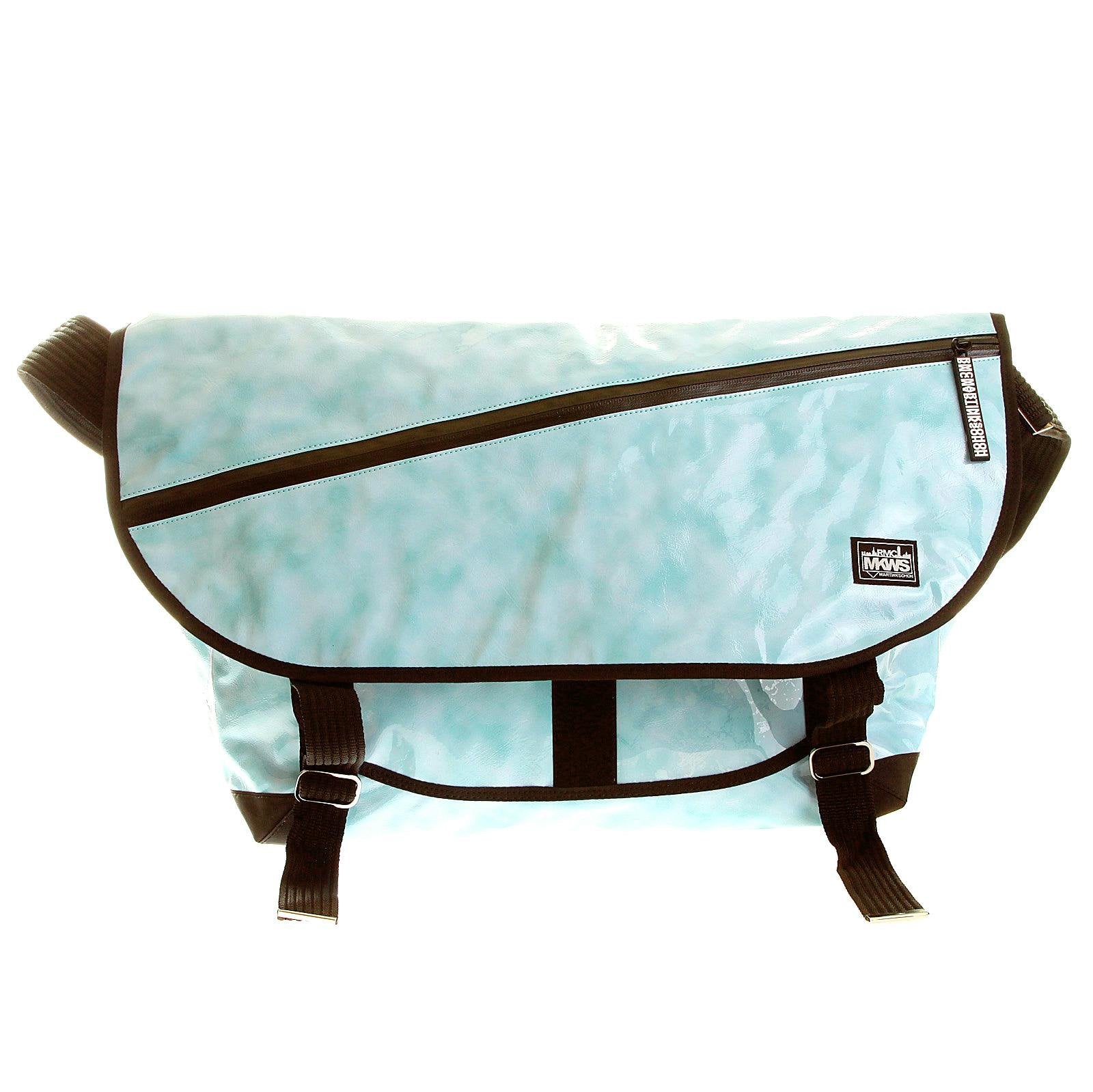 RMC MKWS UNISEX AQUA BLUE PVC COATED 100% COTTON CANVAS SHOULDER BAG FOR CYCLISTS REDM5551