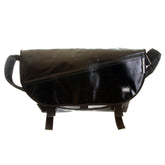 RMC MKWS UNISEX LARGE LAMINATED COTTON CANVAS SHOULDER CYCLIST FASHION BAG IN BLACK REDM5559